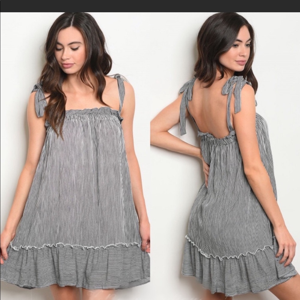 🆕 Sage the Label Black/White Striped Mini Dress - Picture 1 of 3
